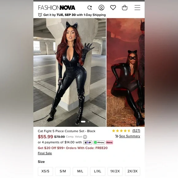 Black Cat Fight 5 Piece Costume Set fashion nova plus size 1x 2x Halloween - Picture 4 of 4